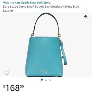 Kate Spade Darcy Small Bucket Bag Crossbody Stone Blue // Leather, Handmade